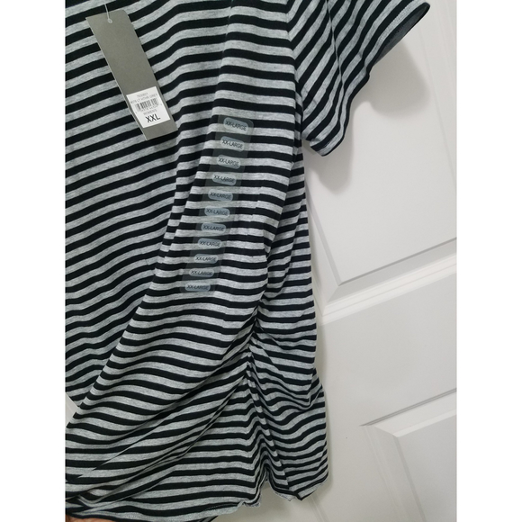 Kenneth Cole Reaction XXL Women's Turtleneck Black/Gray Stripes Short Sleeve Top - Picture 6 of 10